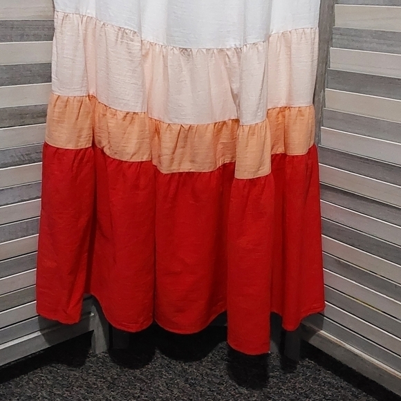 Women's Plus Size Sleeveless Colorblock Tiered Dress w/ Pockets | Ava & Viv | 0X - Picture 3 of 14